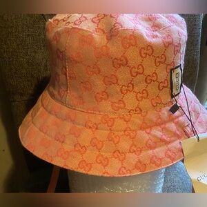 Gucci Coral Monogram Bucket Hat